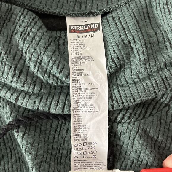 Kirkland Signature Jacquard Mockneck Cozy Pullover Women's M Green/Teal - Picture 8 of 12